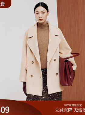 firststation时尚翻领双排扣宽松一手长大衣外套女25冬新款8225A