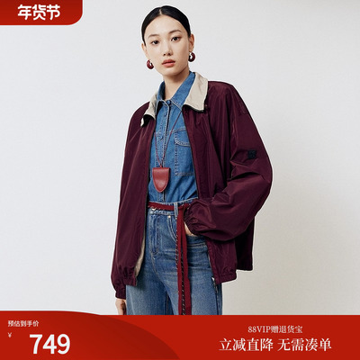 firststation运动正反撞色两穿式拉链夹克短外套女25秋新款1231A