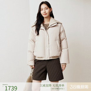 firststation时尚针织大翻领假两件短款羽绒服女25冬新款Y132A
