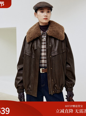 firststation时尚可拆卸翻领下摆抽褶保暖棉衣女25冬新款M121A