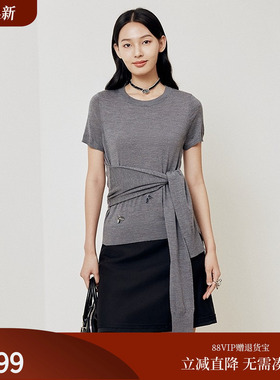 firststation时尚假两件自带披肩羊毛套头针织衫女25秋新款9557A