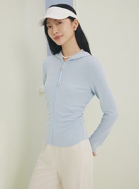 firststation时尚休闲连帽抽褶醋酸收腰短外套女25夏新款1303A