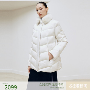 firststation时尚水貂毛领H型一手长保暖羽绒服女25冬新款Y929A