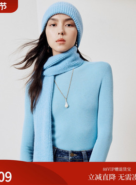 firststation百搭蓝色保暖针织毛线帽女25秋冬新款ZH22A