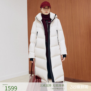 firststation时尚立领连帽保暖鹅绒中长款羽绒服女25冬新款Y225A