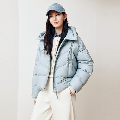 firststation时尚连帽抽绳下摆轻薄短款羽绒服女25秋新款Y151A
