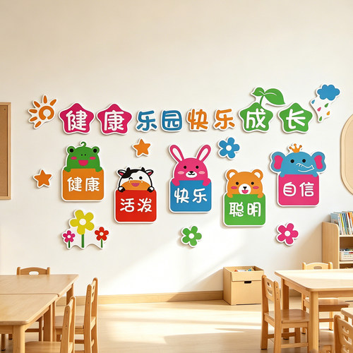 幼儿园环创托管班级文化主题墙贴立体3d亚克力教室布置背景墙装饰