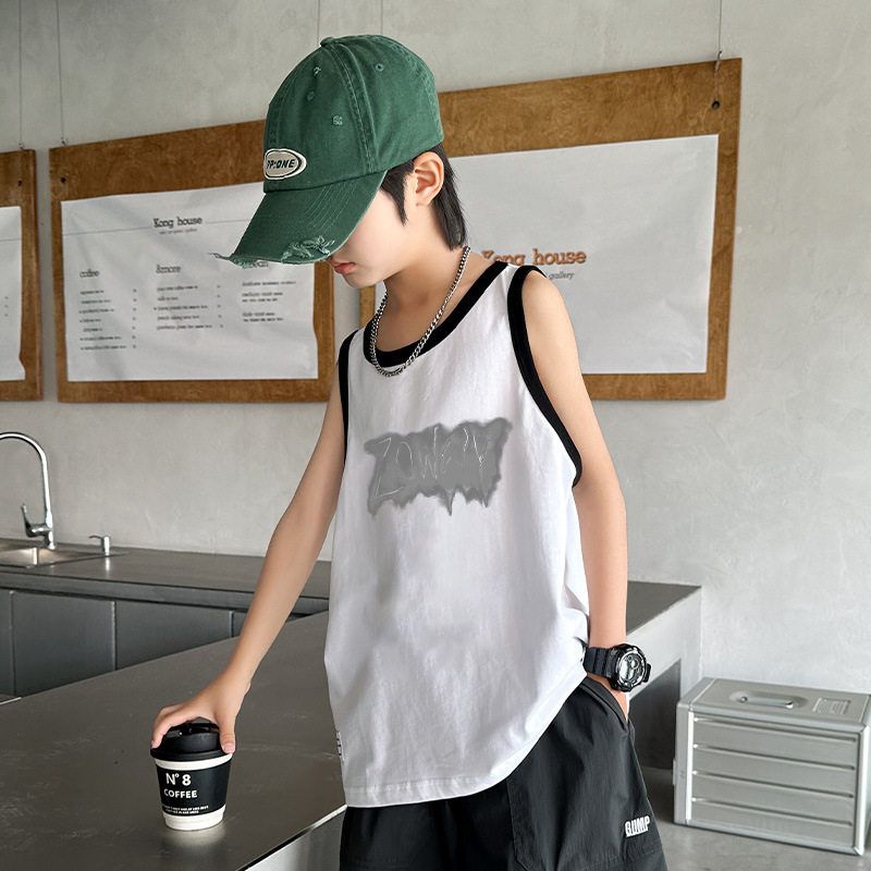 拼接男孩男韩版纯棉背心童装12
