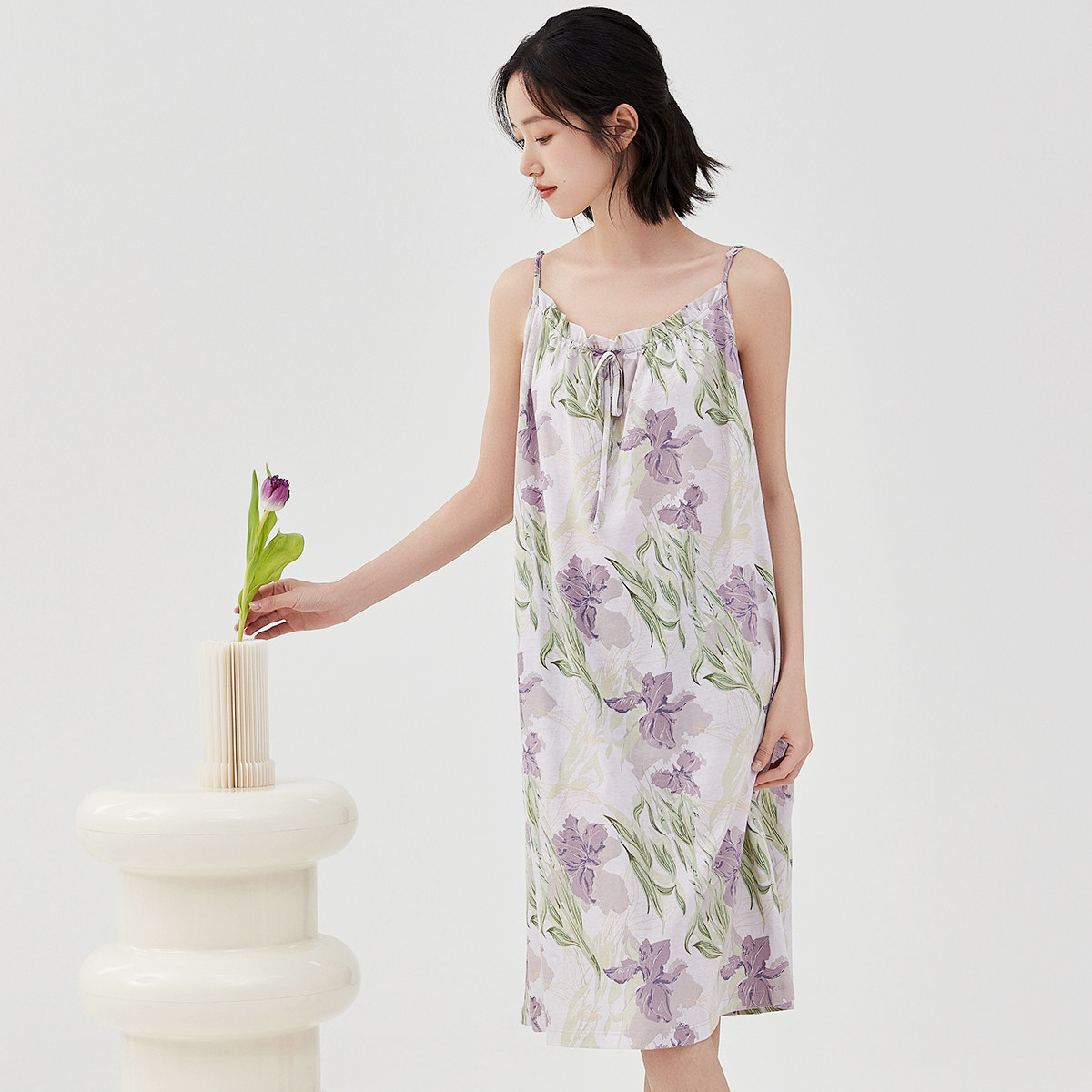 顶呱呱纯棉吊带睡裙女夏季薄款