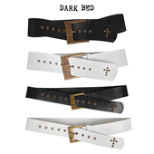视觉系黑白宽窄十字架铆钉打孔超宽胯部腰带个性 DARK BED黑床