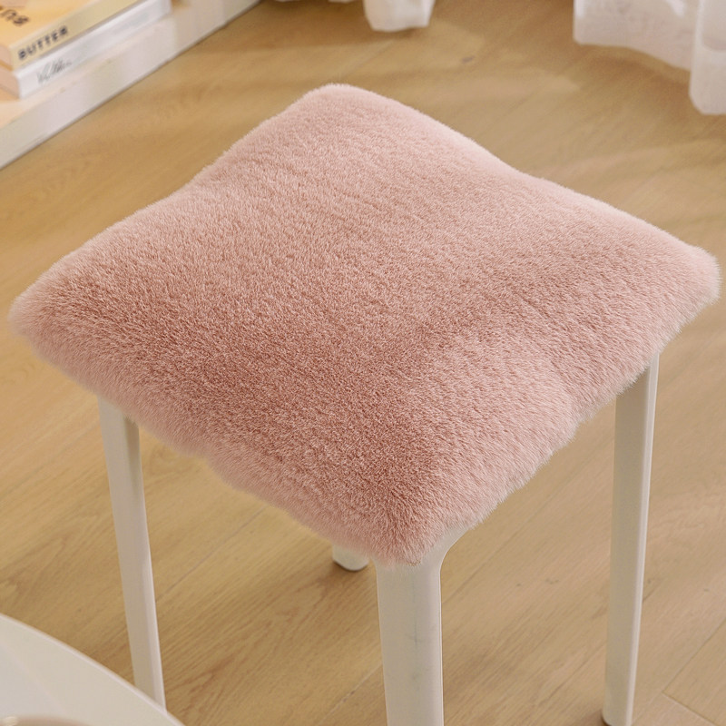 冬季兔毛绒椅子垫服装厂椅垫加高厚海绵软垫实木塑料方形凳子坐垫