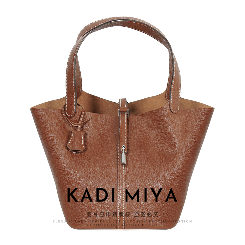 KADIMIYA【大号菜篮子】福宝头层牛皮大容量高级感通勤手提水桶包