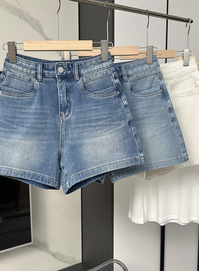 四面弹力！韩版高腰牛仔短裤女夏季薄款宽松显瘦A字休闲阔腿热裤