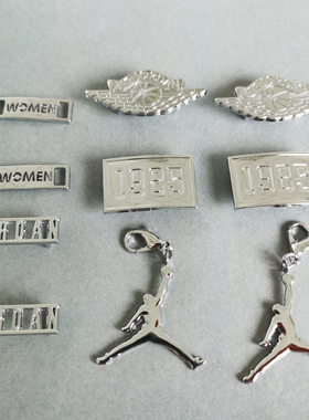 新款现货适配aj银色金属可拆卸鞋扣飞翼飞人挂件鞋带配饰包邮