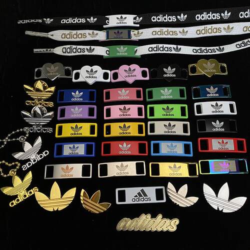 适配阿迪三叶草鞋扣金标贝壳头鞋扣黑白鞋带史密斯鞋带板鞋装饰扣