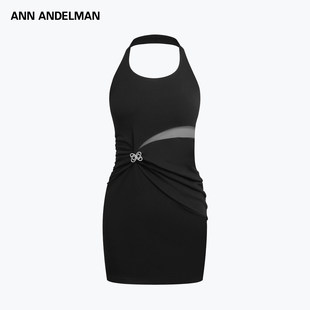 设计感包臀裙 修身 ANN ANDELMAN官方直营挂脖拼接扭结连衣裙无袖