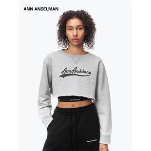 印花假两件拼接套头两件套短款 ANDELMAN ANN 卫衣 明星同款