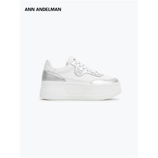 百搭系带运动休闲鞋 ANN 2025新款 女款 子 ANDELMAN厚底增高小白鞋