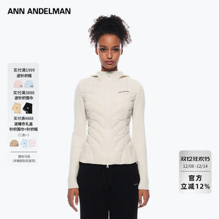 短款 拼接连帽修身 保暖外套 ANDELMAN运动系列轻薄羽绒服女冬季 ANN