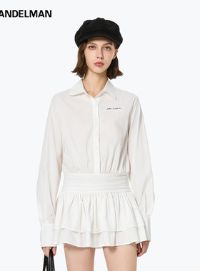 ANN ANDELMAN官方直营早秋高级感穿搭立裁捏褶结构白色衬衫连衣裙