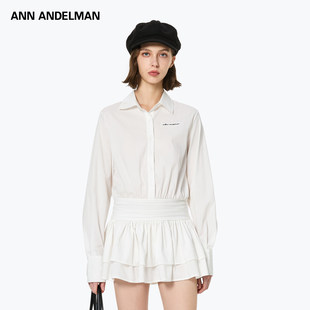 ANN 连衣裙 ANDELMAN官方直营早秋高级感穿搭立裁捏褶结构白色衬衫