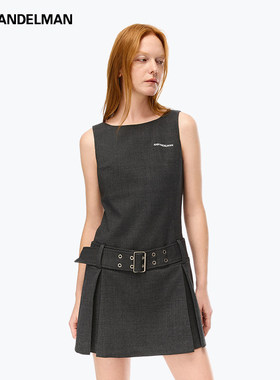 ANN ANDELMAN官方直营无袖吊带灰色腰带背心连衣裙女轻奢高级感夏