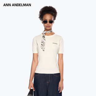 T恤短款 堆堆叠褶针织短袖 上衣 ANDELMAN官方直营2025早秋新款 ANN
