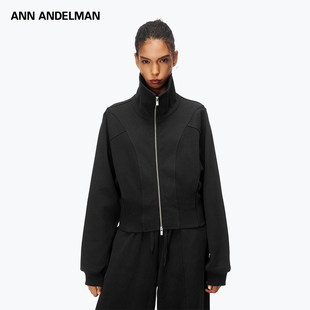 新款 2025秋季 休闲上衣拼接罗纹卫衣外套女 ANDELMAN官方直营 ANN