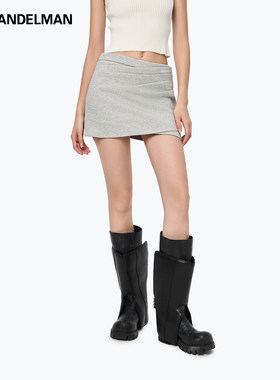 ANN ANDELMAN官方 针织褶皱半身裙秋季2025新款修身显瘦灰色短裙
