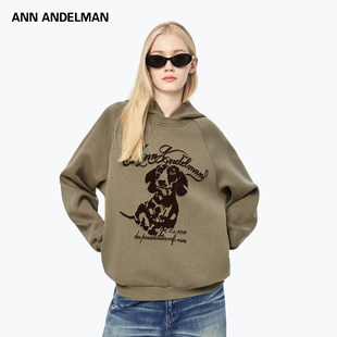 小狗图案宽松上衣 连帽卫衣外套女秋冬新款 ANN ANDELMAN官方直营