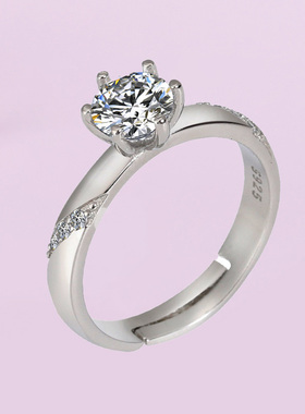 轻奢日韩版设计白金色六爪戒指