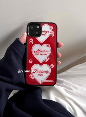 新年喜庆红色圣诞亚克力黑边亮面磨砂磁吸适用苹果16promax手机壳iPhone15lus14Pro13mini保护套12/11ins防摔