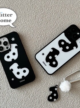 圣诞老人礼物袜子ins亚克力黑边适用苹果iPhone16promax手机壳15pro小米14Pro保护套华为mate防摔三星S23荣耀