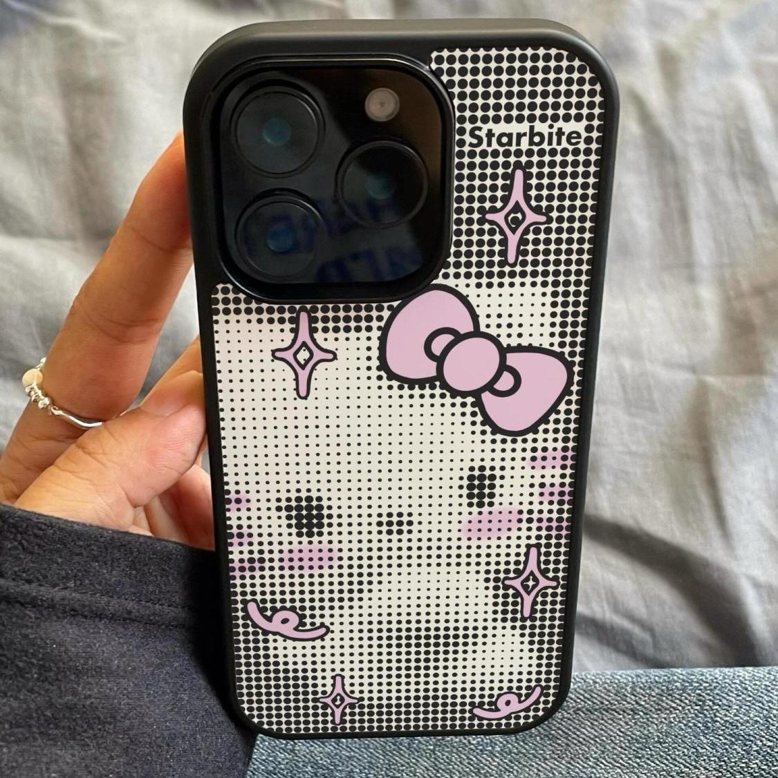 古早味kittyins亚克力黑边软边适用苹果iPhone16promax手机壳15pro小米15Pro保护套华为mate防摔三星S25亮面