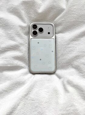 线条星星兔子电镀滴胶银边软壳适用于苹果手机壳iPhone17promax纤维16pro/15/14promax/13/11pro可爱卡通ins