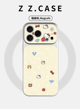 白色波点ktins秒变17原创大视窗适用磁吸苹果手机壳iPhone17promax防摔16pro个性15全包14plus13可爱保护套