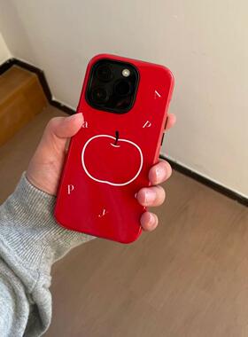 新年红色苹果适用iPhone16promax苹果15小米15pro新款mate60华为p70nova12荣耀菲林手机壳opporeno13vivox100