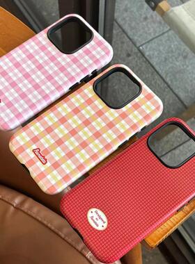 素色格子系列iphone16Promax适用苹果手机壳磁吸15pro韩国ins菲林二合一14小众13原创12mini可爱11全包保护套
