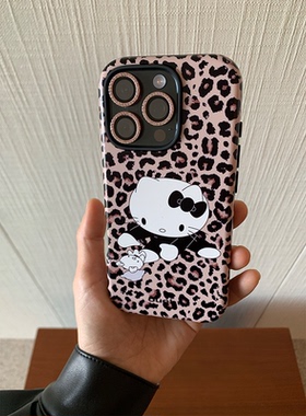 豹纹KT猫猫适用iPhone16promax苹果15小米15pro新款mate60华为p70nova12荣耀90菲林手机壳opporeno13vivox100