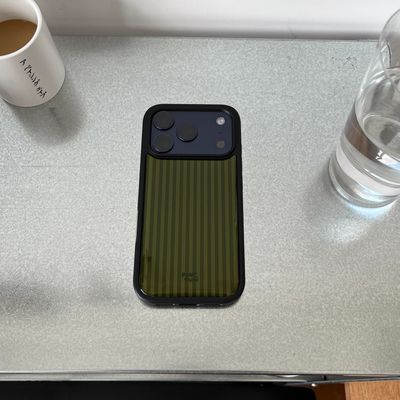 棕绿条纹黑框软壳适用于苹果手机