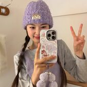 紫色小羊iphone15Promax苹果手机壳新款 14pro韩国ins菲林二合一13小众12卡通原创女11pro可爱XSmax全包防摔保