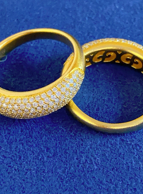 古法黄金点钻钻石满天星轻奢宽版繁星戒指