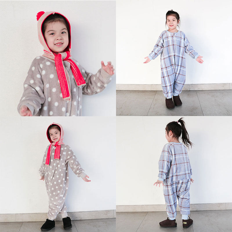 儿童珊瑚绒加厚连体衣家居服睡袋