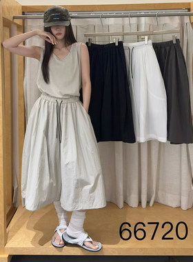 becabeau幕茄66720休闲高腰阔腿裤女宽松七分裤2026夏优雅松驰风