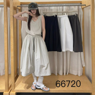 becabeau幕茄66720休闲高腰阔腿裤女宽松七分裤2026夏优雅松驰风
