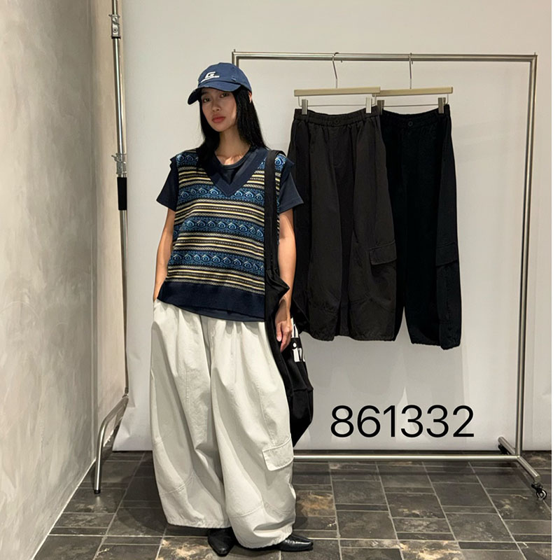 becabeau奢佑861332休闲慵懒风高腰阔腿裤女宽松松弛感长裤2026秋图片