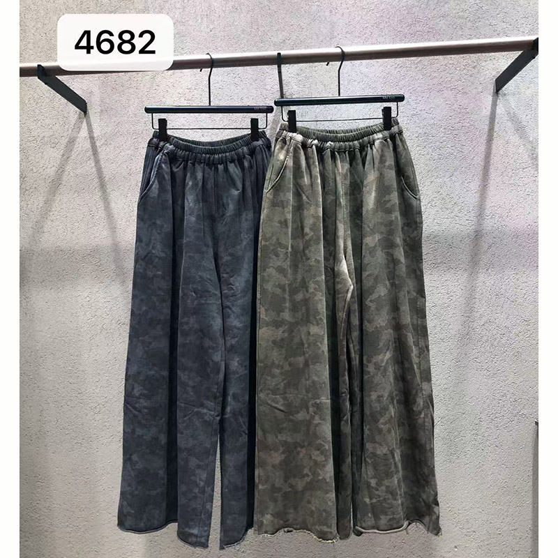 me too古素4682高腰迷彩阔腿裤女宽松显瘦休闲裤减龄松紧腰2026秋