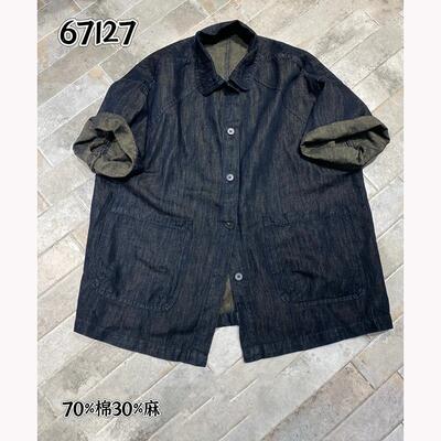 TY67127休闲风棉麻衬衫女宽松落肩袖纽扣外套2026夏复古风百搭潮