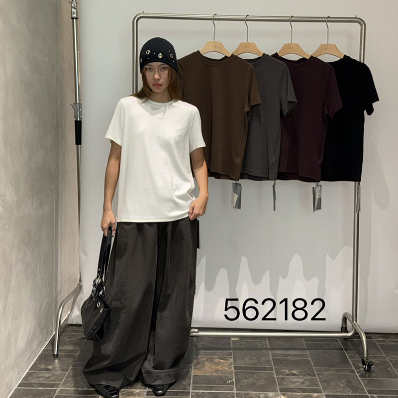 becabeau奢佑562182休闲风短袖T恤女宽松圆领纯色打底衫2026秋季图片