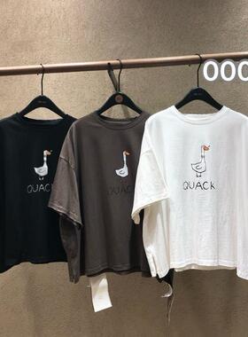 me too古素0002简约风卡通印花短袖T恤女2026春宽松圆领显瘦上衣